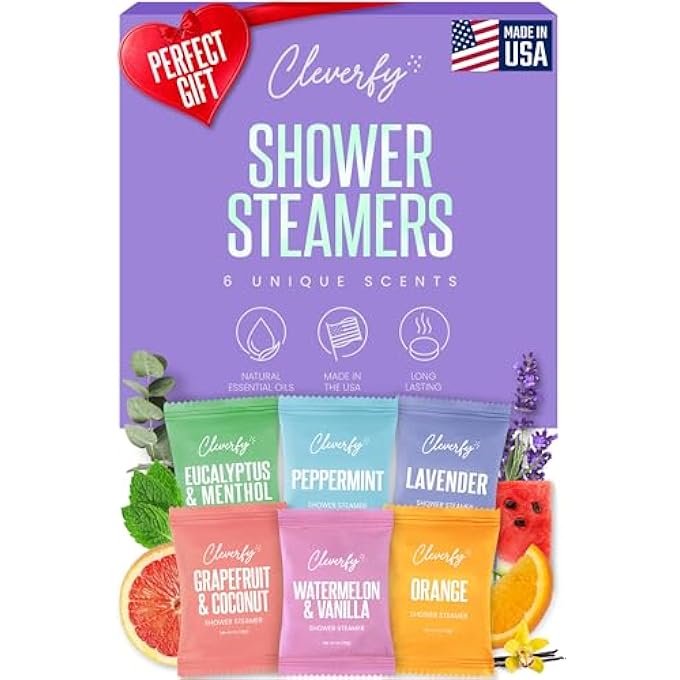 كليفر فاي Cleverfy Shower Bombs Aromatherapy - مجموعة هدايا من [6] أجهزة بخار للاستحمام - مع زيوت عطرية للمنتجع المنزلي. أقراص الاستحمام المذوبة المعروفة أيضا باسم أقراص الاستحمام بالتبخير مثالية لتخفيف الجيوب الأنفية - Image 1